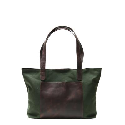 Argu Sport - Gerçek Deri Kanvas Tote omuz Çantası