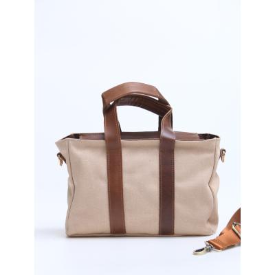 TULA DOĞAL KANVAS & GERÇEK DERİ EL ÇANTASI - MİNİ TOTE ÇANTA